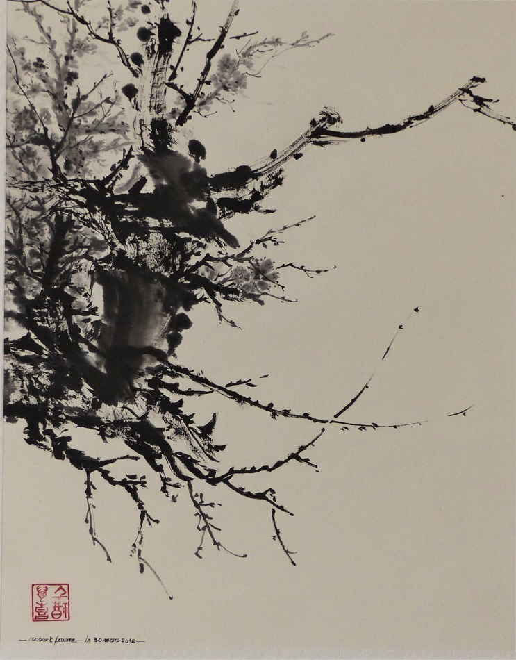 Peinture zen, sumie Robert Faure, boutique et peinture à la l'encre de